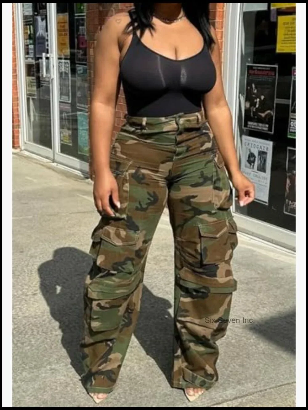 Baggy Cargo Jeans Wide Leg High Waisted Denim Pants Plus Size Camouflage Jean